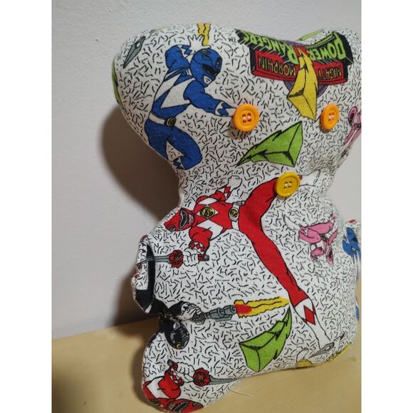 Vintage 1993 Mighty Morphin Power Ranger Fabric Custom Handmade Teddy Bear Plush - Picture 2 of 10